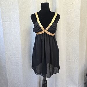 NWT Victoria's Secret Very Sexy Black Sheer Leopard Trim Babydoll Sz Medium Y2K